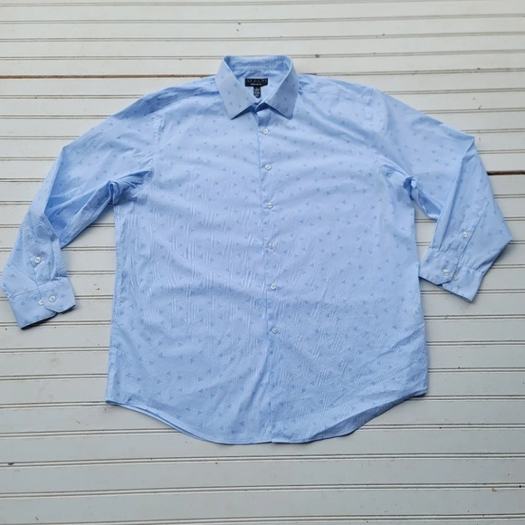 Alfani Men's Regular Fit Travel Button Down Shirt Blue L ( 16 - 16.5) 32 - 33 - Picture 1 of 7